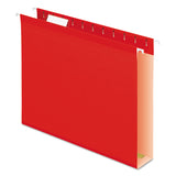 Pendaflex® Extra Capacity Reinforced Hanging File Folders with Box Bottom, 2" Capacity, Letter Size, 1/5-Cut Tabs, Red, 25/Box (PFX4152X2RED) Box of 25
