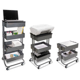 Vertiflex® Adjustable Multi-Use Storage Cart and Stand-Up Workstation, 15.25" x 11" x 18.5" to 39", Gray (VRTVF51025) Each