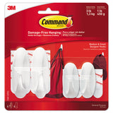 Command™ General Purpose Designer Hooks, Small/Medium, Plastic, White, 1lb and 3 lb Capacities, 4 Hooks and 4 Strips/Pack (MMM170812VPES) Pack of 4
