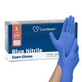 CareStock™ Exam Glove Large NonSterile Nitrile Standard Cuff Length Textured Fingertips Blue Chemo Tested (1230898_BX) 200/BX