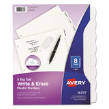 Avery® Write and Erase Big Tab Durable Plastic Dividers, 3-Hole Punched, 8-Tab, 11 x 8.5, White, 1 Set (AVE16371) Set of 8