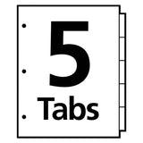 Avery® Write and Erase Durable Plastic Dividers with Slash Pocket, 3-Hold Punched, 5-Tab, 11.13 x 9.25, Assorted, 1 Set (AVE16176) Set of 5