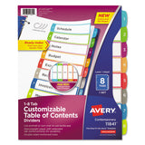 Avery® Customizable TOC Ready Index Multicolor Tab Dividers, 8-Tab, 1 to 8, 11 x 8.5, White, Contemporary Color Tabs, 1 Set (AVE11841) 1 Set