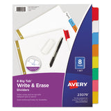 Avery® Write and Erase Big Tab Paper Dividers, 8-Tab, 11 x 8.5, White, Assorted Tabs,1 Set (AVE23079) Set of 8