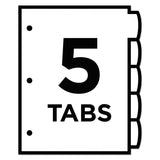 Avery® Insertable Style Edge Tab Plastic 1-Pocket Dividers, 5-Tab, 11.25 x 9.25, Translucent, 1 Set (AVE11292) Set of 5