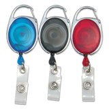 SICURIX® Quick Clip Card Reels, 30" Extension, Blue/Red/Smoke, 3/Pack (BAU68769) Pack of 3