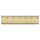 Universal® Flat Wood Ruler w/Double Metal Edge, Standard, 12" Long, Clear Lacquer Finish (UNV59021) Each
