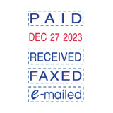 Trodat® Printy Economy Micro 5-in-1 Date Stamp with Text Plates, Self-Inking, 1" x 0.75", Blue/Red (USSE4850L) Each