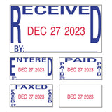 Trodat® Printy Economy 5-in-1 Date Stamp, Self-Inking, 1.63" x 1", Blue/Red (USSE4754)