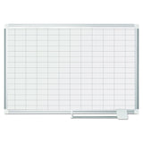 MasterVision® Gridded Magnetic Steel Dry Erase Planning Board, 1 x 2 Grid, 36 x 24, White Surface, Silver Aluminum Frame (BVCMA0392830) Each