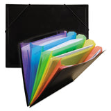C-Line® Rainbow Document Sorter/Case, 5" Expansion, 5 Sections, Elastic Cord Closure, Letter Size, Black/Multicolor (CLI59011) Each
