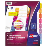 Avery® Customizable TOC Ready Index Multicolor Tab Dividers, 8-Tab, 1 to 8, 11 x 8.5, White, Traditional Color Tabs, 1 Set (AVE11133) Set of 8