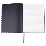 Universal® Casebound Hardcover Notebook, 1-Subject, Wide/Legal Rule, Dark Blue/White Cover, (150) 10.25 x 7.63 Sheets (UNV66351) Each