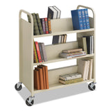 Safco® Steel Double-Sided Book Cart, Metal, 6 Shelves, 300 lb Capacity, 36" x 18.5" x 43.5", Sand (SAF5357SA) Each
