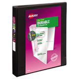 Avery® Durable View Binder with DuraHinge and Slant Rings, 3 Rings, 1" Capacity, 11 x 8.5, Black (AVE17011) Each