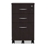Alera® Alera Valencia Series Mobile Pedestal File, Left/Right, 3-Drawer: Box/Box/File, Legal/Letter, Espresso, 15.88 x 20.5 x 28.38 (ALEVA572816ES) Each