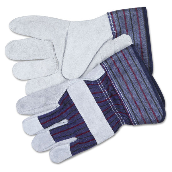 MCR™ Safety Split Leather Palm Gloves, Large, Gray, Pair (CRW12010L)