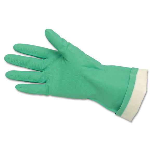 MCR™ Safety Flock-Lined Nitrile Gloves, One Size, Green, 12 Pairs (CRW5319E)