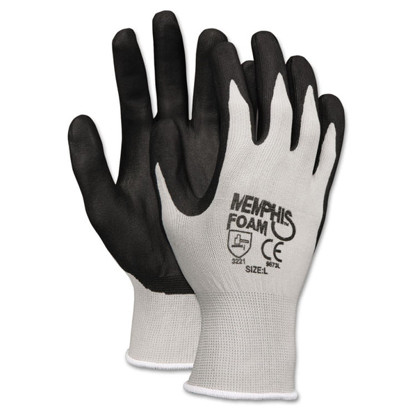 MCR™ Safety Economy Foam Nitrile Gloves, Medium, Gray/Black, 12 Pairs (CRW9673M)