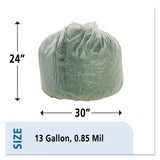 Stout® by Envision™ EcoSafe-6400 Bags, 13 gal, 0.85 mil, 24" x 30", Green, 45/Box (STOE2430E85) Case of 45