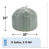 Stout® by Envision™ Controlled Life-Cycle Plastic Trash Bags, 13 gal, 0.7 mil, 24" x 30", White, 120/Box (STOG2430W70) Box of 120