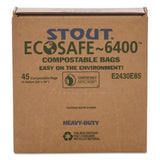 Stout® by Envision™ EcoSafe-6400 Bags, 13 gal, 0.85 mil, 24" x 30", Green, 45/Box (STOE2430E85) Case of 45