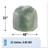 Stout® by Envision™ EcoSafe-6400 Bags, 32 gal, 0.85 mil, 33" x 48", Green, 50/Box (STOE3348E85) Box of 50