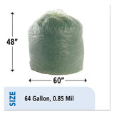 Stout® by Envision™ EcoSafe-6400 Bags, 64 gal, 0.85 mil, 48" x 60", Green, 30/Box (STOE4860E85) Box of 30