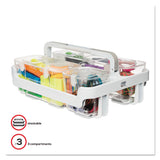 deflecto® Stackable Caddy Organizer with S, M and L Containers, Plastic, 10.5 x 14 x 6.5, White Caddy/Clear Containers (DEF29003) Each
