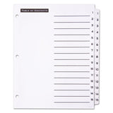 Office Essentials™ Table 'n Tabs Dividers, 15-Tab, 1 to 15, 11 x 8.5, White, White Tabs, 1 Set (AVE11674) Set of 15