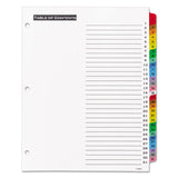 Office Essentials™ Table 'n Tabs Dividers, 31-Tab, 1 to 31, 11 x 8.5, White, Assorted Tabs, 1 Set (AVE11681) Each