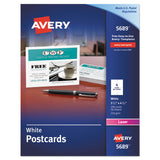 Avery® Printable Postcards, Laser, 80 lb, 4.25 x 5.5, Uncoated White, 200 Cards, 4 Cards/Sheet, 50 Sheets/Box (AVE5689) Each