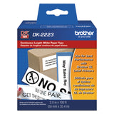 Brother Continuous Paper Label Tape, 2" x 100 ft, Black/White (BRTDK2223) Each