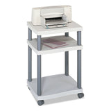 Safco® Wave Design Deskside Printer Stand, Plastic, 3 Shelves, 20" x 17.5" x 29.25", White/Charcoal Gray (SAF1860GR) Each