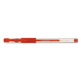 Universal™ Comfort Grip Gel Pen, Stick, Medium 0.7 mm, Red Ink, Clear/Red Barrel, Dozen (UNV39512) Pack of 12
