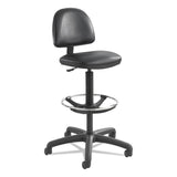 Safco® Precision Extended-Height Swivel Stool, Adjustable Footring, Supports 250 lb, 23" to 33" Seat Height, Black Vinyl, Black Base (SAF3406BL) Each