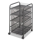 Safco® Onyx Mesh Mobile File with Two Supply Drawers, Metal, 1 Shelf, 3 Drawers, 15.75" x 17" x 27", Black (SAF5213BL) Each
