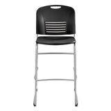 Safco® Vy Sled Base Bistro Chair, Supports Up to 350 lb, 30.5" Seat Height, Black Seat, Black Back, Silver Base (SAF4295BL) Each
