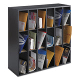 Safco® Wood Mail Sorter with Adjustable Dividers, Stackable, 18 Compartments, 33.75 x 12 x 32.75, Black (SAF7765BL) Each