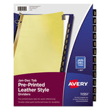 Avery® Preprinted Black Leather Tab Dividers w/Gold Reinforced Edge, 12-Tab, Jan. to Dec., 11 x 8.5, Buff, 1 Set (AVE11351) Set of 12