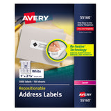 Avery® Repositionable Address Labels w/SureFeed, Laser, 1 x 2.63, White, 3000/Box (AVE55160) Box of 3000
