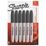 Sharpie® Super Permanent Marker, Fine Bullet Tip, Black, 6/Pack (SAN33666PP) Pack of 6