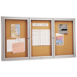 Quartet® Enclosed Indoor Cork Bulletin Board with Three Hinged Doors, 72 x 36, Tan Surface, Silver Aluminum Frame (QRT2366) Each