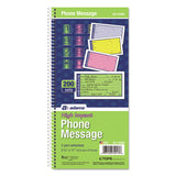 Adams® Wirebound Telephone Book with Multicolored Messages, Two-Part Carbonless, 4.75 x 2.75, 4 Forms/Sheet, 200 Forms Total (ABFSC1153RB) Each