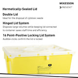 McKesson Prevent® Chemotherapy Waste Container Yellow Base 20-4/5 H X 17-3/10 W X 13 L Inch Vertical Entry 12 Gallon (869602_CS) 8/CS