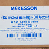 McKesson Biohazard Waste Bag Biohazard Symbol / Infectious Waste 30 gal. Red 30 X 36 Inch (551254_CS) 1/CS