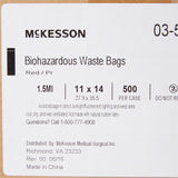 McKesson Biohazard Waste Bag Biohazard Symbol / Infectious Waste 1 to 3 gal. Red 11 X 14 Inch (223411_CS) 500/CS