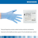 McKesson Confiderm® STR Exam Glove Large Sterile Pair Nitrile Standard Cuff Length Textured Fingertips Blue Not Rated (1065407_CS) 200/CS