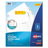 Avery® Big Tab Printable White Label Tab Dividers, 5-Tab, 11 x 8.5, White, 20 Sets (AVE14434) Box of 20