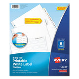Avery® Big Tab Printable White Label Tab Dividers, 8-Tab, 11 x 8.5, White, 20 Sets (AVE14435) Box of 20